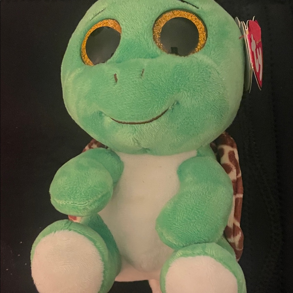 Ty Green and White Stuffed Turtle